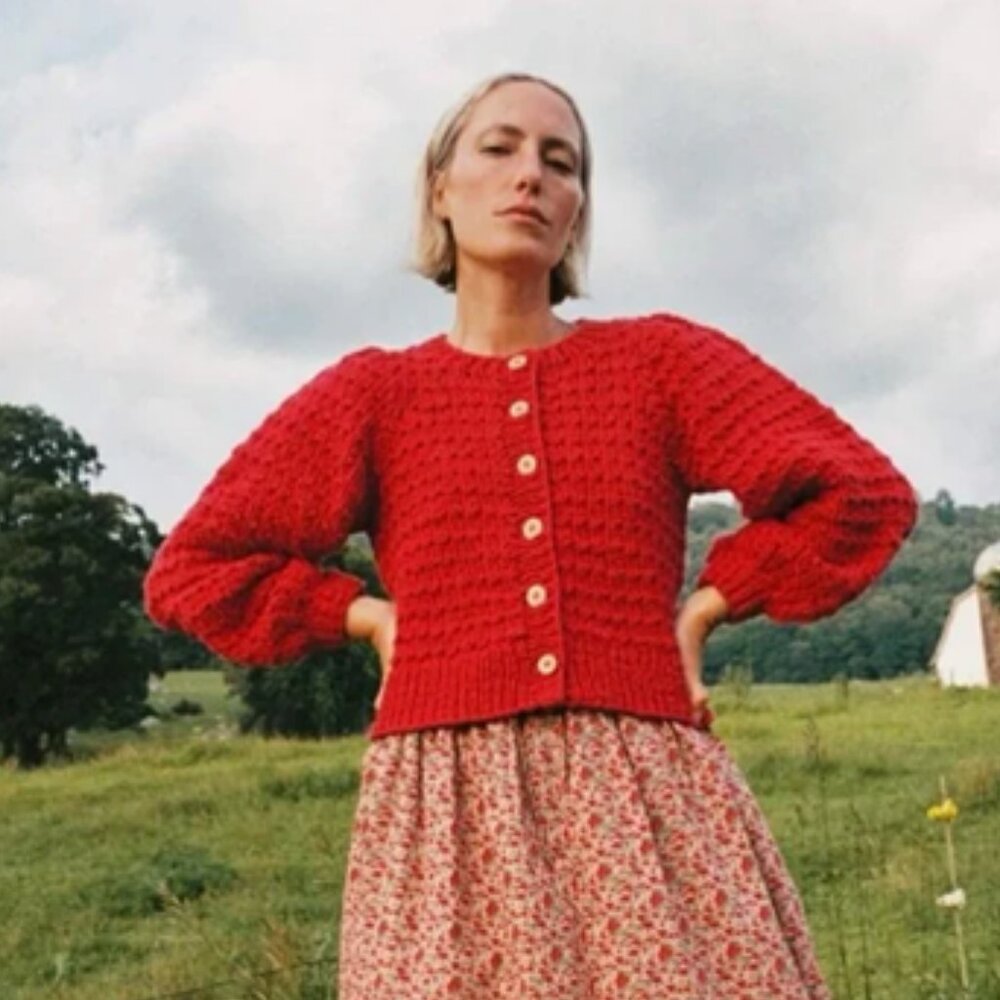 Christy Dawn Nola Cardigan Sweater in Crimson Red Medium - Picture 1 of 5